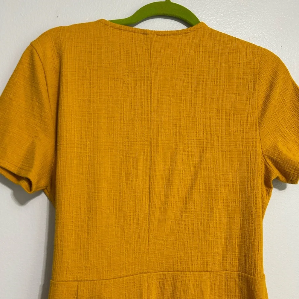 J. Crew Yellow Gold Wrap Midi Dress V-Neck Short Sleeve - Picture 5 of 9